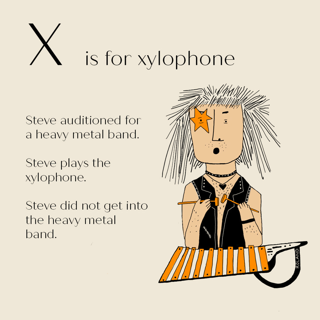 X is for Xylophone - High Quality Art Print